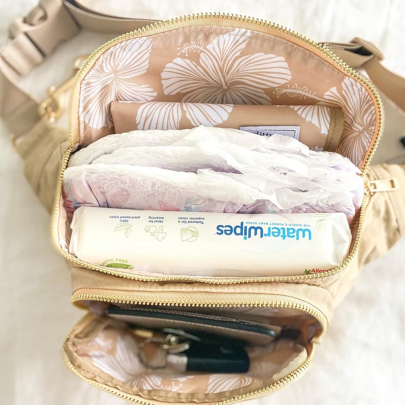 Ditty Co Store . - Lanikai Small Diaper Bag - Portable Changing Pad - Crossbody Bags For Women - Fanny Pack - Baby Travel Essentials (Natural Tan) - Image 5